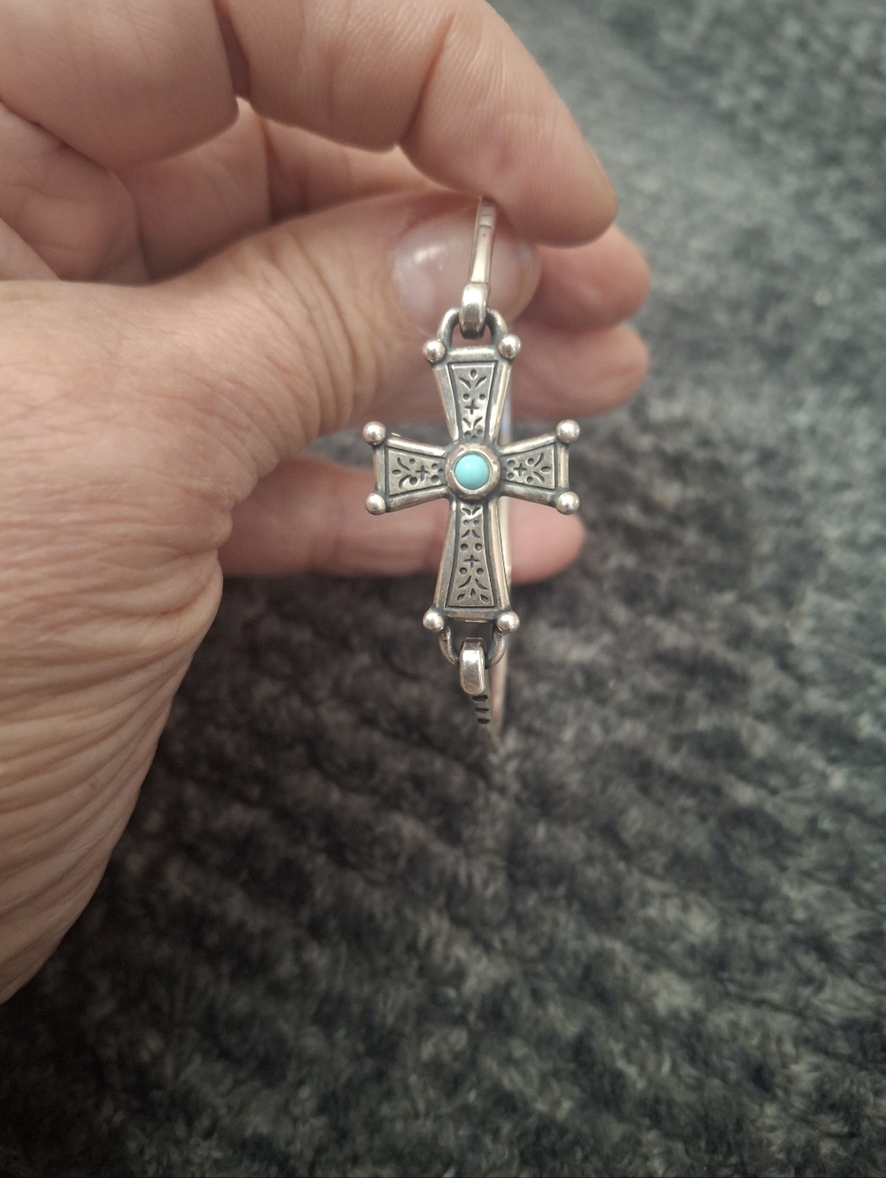 James Avery Sterling Silver Cross Bracelet with Turquoise Accent Women's Jewelry - Picture 4 of 4